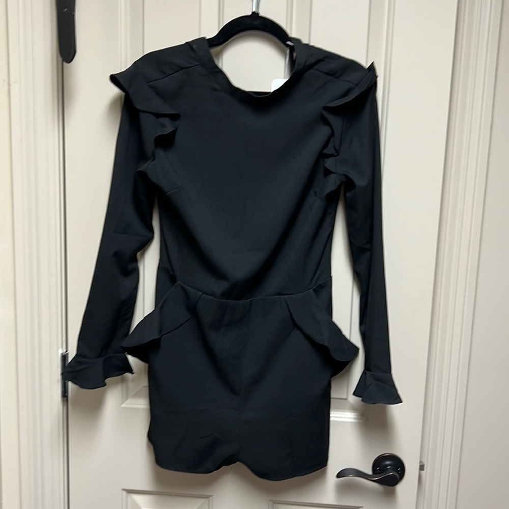 4450 backless romper- long sleeve ruffle